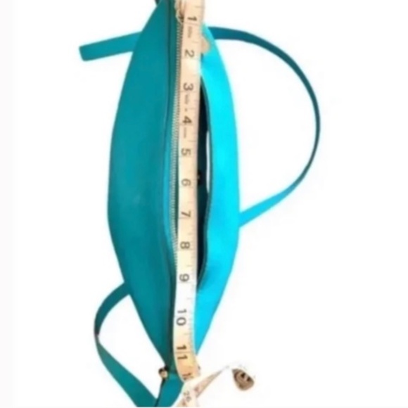 Dark Teal Pebbled Leather Shoulder Bag - Picture 8 of 16